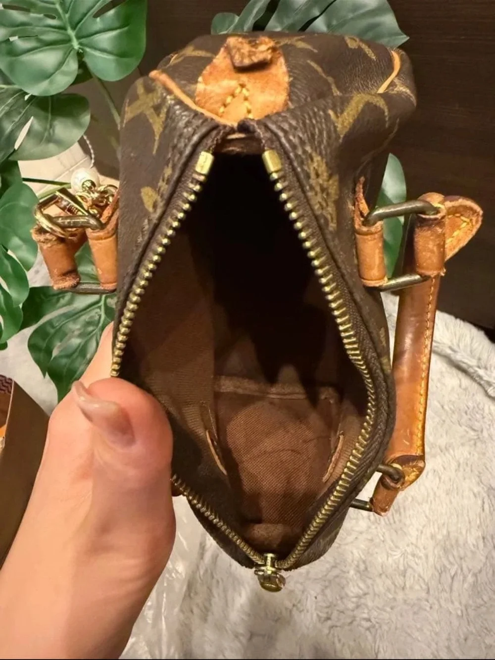 Louis Vuitton Brown Monogram Mini Top-Handle Bag with Pearl Charm